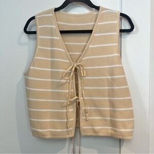 Striped Tan Sleeveless Top
